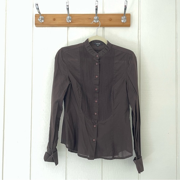 Jacob Tops - Jacob brown shirt with pleated yoke